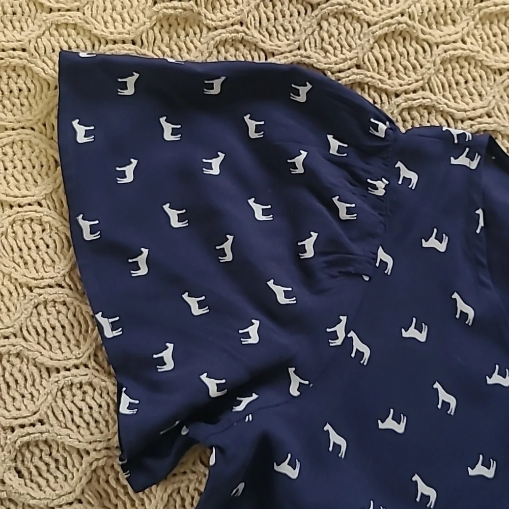 Nordstrom Navy & White Horse Print Dress - Size L (10/12)